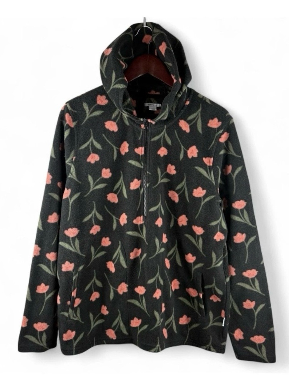 O'Neill Women's Half Zip Fleece Floral Pullover Hoodie Sweater Casual Comfy XL